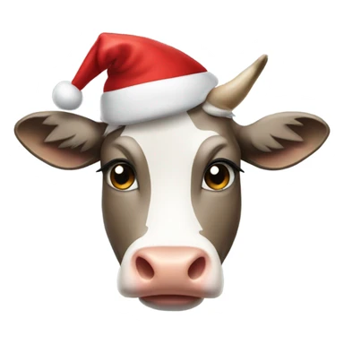 Cow wearing Santa hat sticker