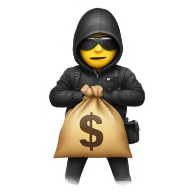 Robber emoji holding a bag with $ sticker