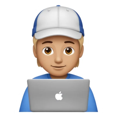 generate a person emoji with his laptop with cap too sticker