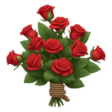 Bouquet red roses binded with one piece rope sticker