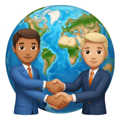 Shake hands and a globe showing negotiation of climate change sticker