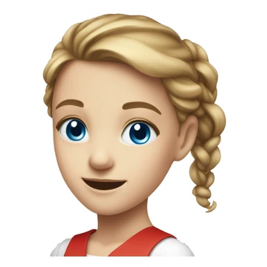 smiling girl with blue eyes in white and red dress sticker