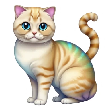 Colorful exotic iridescent tropical shiny Fantasy-Siamese-Scottish-Fold-feline-Fakémon-feline-hybrid (full body) sticker