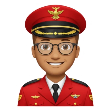 Smiling military man with glasses in red uniform sticker