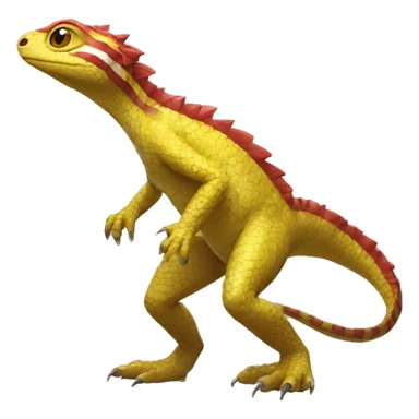 A Yellow Shiny Anthro-Scalie-Lizard-Reptile-Salamandrian-Fakémon with red stripes Full Body sticker