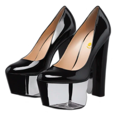 One view back Black Patent Leather Daffodile Platform Heels sticker
