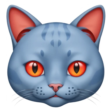 Emoji Visage de chat bleu defoncé yeux rouge fatigué sticker