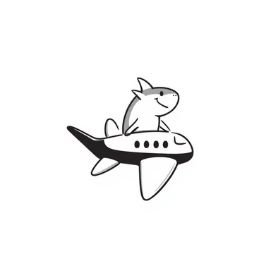 doodle style shark on an airplane sticker