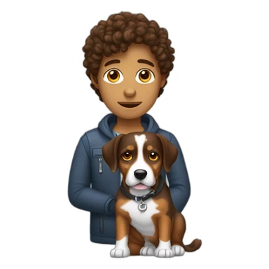 Programmer with curly brown hair with dog Entlebucher zennenhund sticker