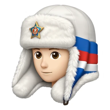 Ushanka hat with Russian flag emblem, furry winter hat with ear flaps down sticker