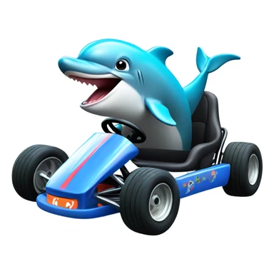 Dolphin on a go kart sticker