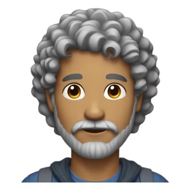 Man with curly hair and grey beard sticker