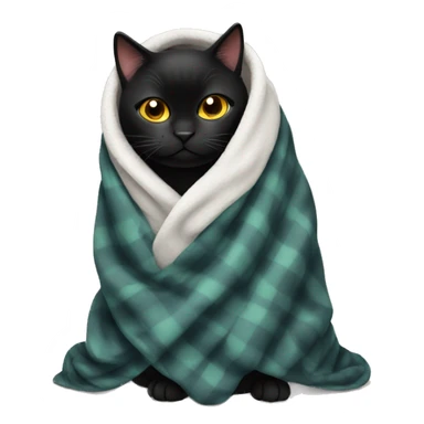 Annoyed black cat in a blanket sticker