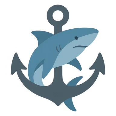 flat design style shark anchor sticker