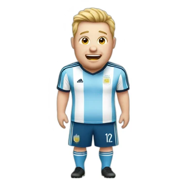white man. Obese. argentina soccer uniform. laughing crying sticker