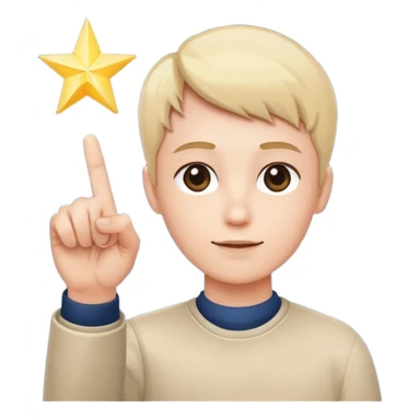 index finger pointing upward with a glowing star at the fingertip sticker