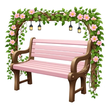 Light  Pink garden bench wrapped in flower, vines, & lights  sticker