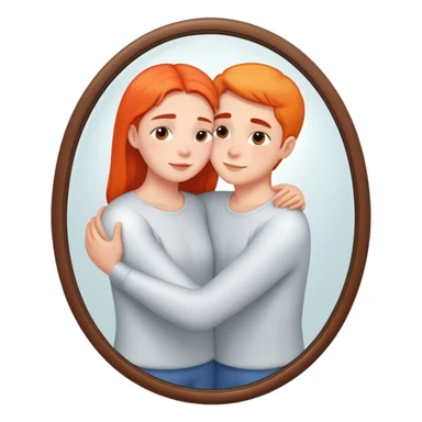 a person hugging themselves through a mirror. self-love sticker