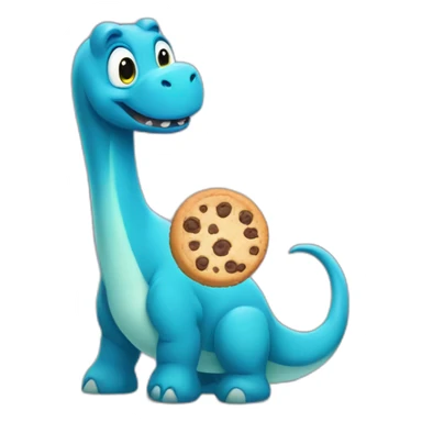 Brontosaurus blue eating cookies  sticker