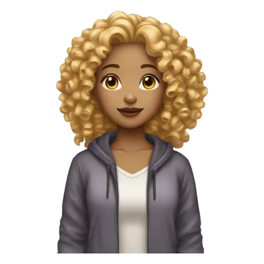 One curly light skin girl  sticker