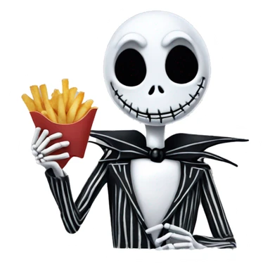 Jack skellington eating fries sticker