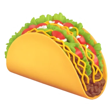 Make the taco much bigger and more visible, keeping the playful 3D emoji style, with no background. sticker
