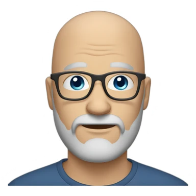 Bald slightly older guy with blue eyes and dark grey beard and glasses sticker