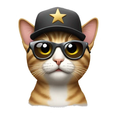 cat wearing a cap and sunglasses filming a hollywood movie sticker