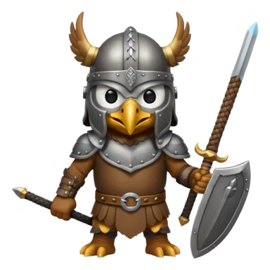 eagle with viking helmet and sword behind sticker