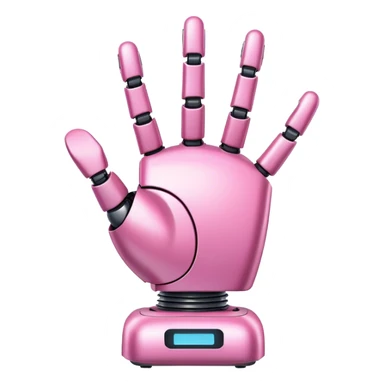 pink robotic hand waving hello sticker