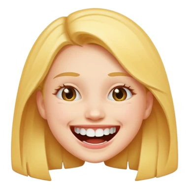 Laughing emoji of a girl and gap between central incisor teeth sticker