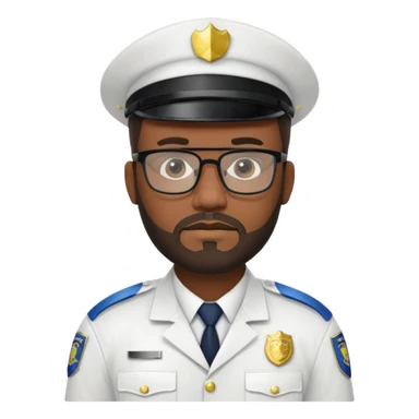 Police officer with glasses and beards(white uniform) black man sticker