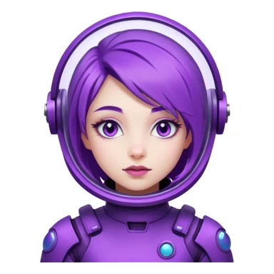 Girl with purple hair and purple eyes in purple futuristic spacesuit  sticker