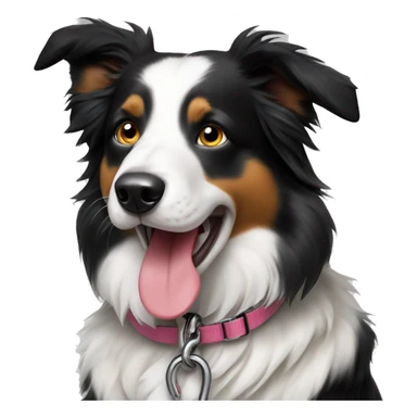 Border collie with tongue out on leash sitting down  sticker