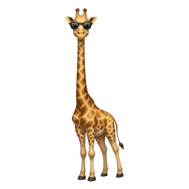 friendly anthropomorphised giraffe in casual clothing, wearing dark sunglasses, walking upright in standard pose sticker
