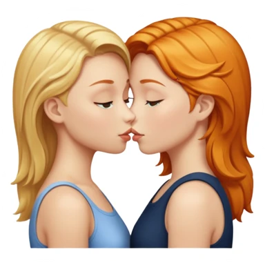 Blond girl and ginger girl kissing  sticker