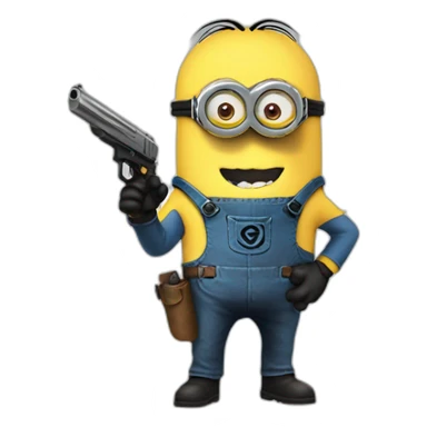 minion with gun sticker