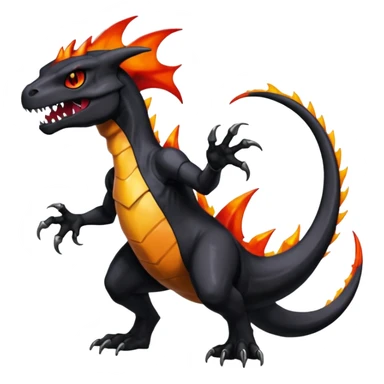 Shiny Black Gothic Futuristic Spooky Evil Exotic Colorful Dark Duskull-Salandit-Marowak-Charizard-Charmeleon-Fakémon-hybrid-creature (full body)  sticker