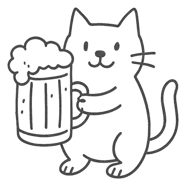 cat holding a giant beer mug sticker