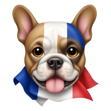 A French bull dog with a French flag sticker