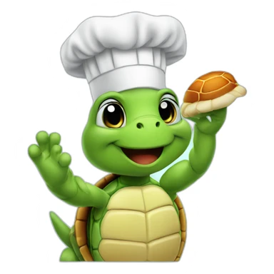 Saluting turtle in chef's hat sticker