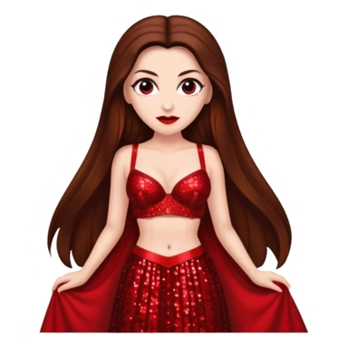 Countess Dracula with long brown hair, red sequin bra, red sequin long skirt  sticker