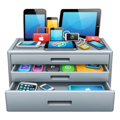  illustration of “drawer full of devices.” sticker