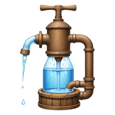Ghibli style water pump with water pouring out of it sticker