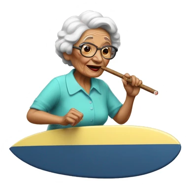 abuela surfeando con un cigarro sticker