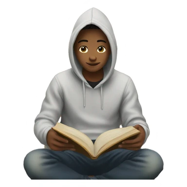 teenager in hoodie reading a book sticker