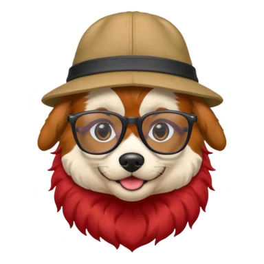 dog with red hair and glassess and hat sticker