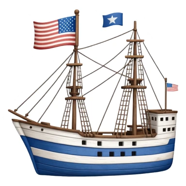 generate a very realistic American ship with flag sticker