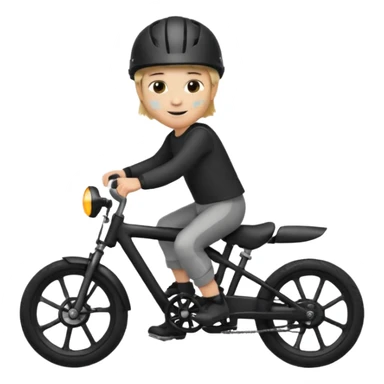 bike riding black bike blonde hair boy helmet sticker
