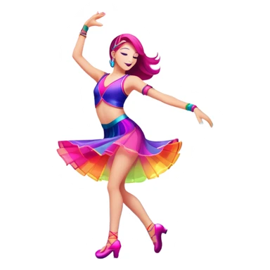 An icon showing a dancer performing dynamic moves, inspired by Just Dance. The design features colorful, vibrant lights, musical notes, and a lively dance floor, capturing the rhythm and energy of the game. Transparent background emphasizes the fun and excitement of musical gameplay. sticker